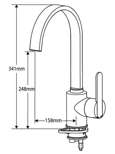 Reginox Amur Single Lever Kitchen Mixer Tap - Chrome & Black - AMUR CB